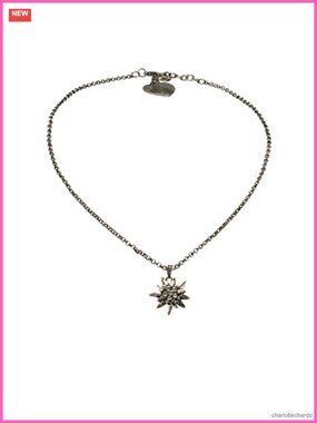 Traditional Bavarian Necklace Rhinestone Edelweiss Pendant Dirndl Oktoberfest